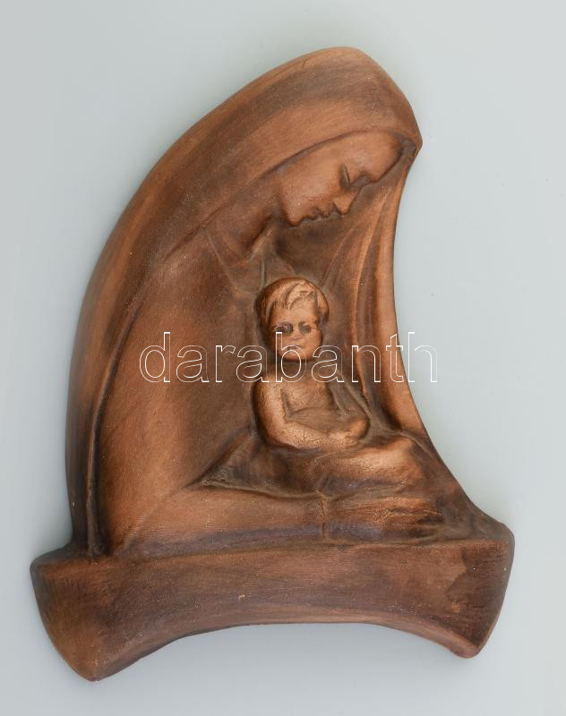 KT jelzéssel: Madonna. Kerámia fali dísz, Hibátlan. 17 cm