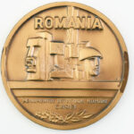Román katonai minisztérium bronz plakett d: 7 cm Díszdobozban