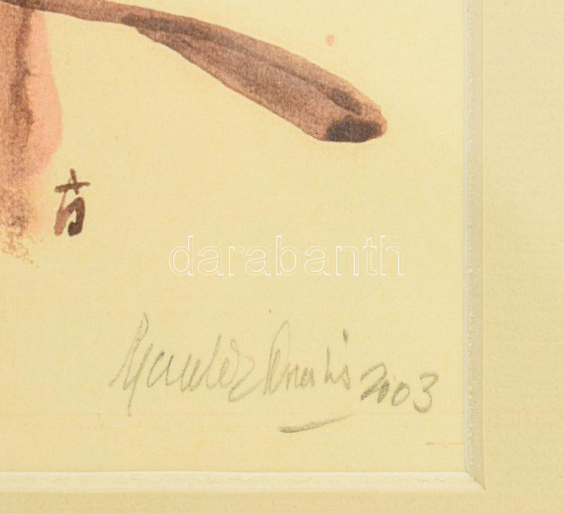 Csavlek András (1942- ): Krisztus a keresztfán. Akvarell, papír, jelezve jobbra lent, keretben 10x14 cm - Image 2