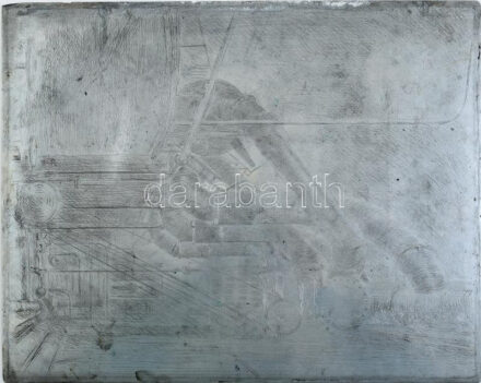 Olvashatatlan jelzéssel: Gyár. Fém nyomódúc, kissé sérült, 32,5x40 cm