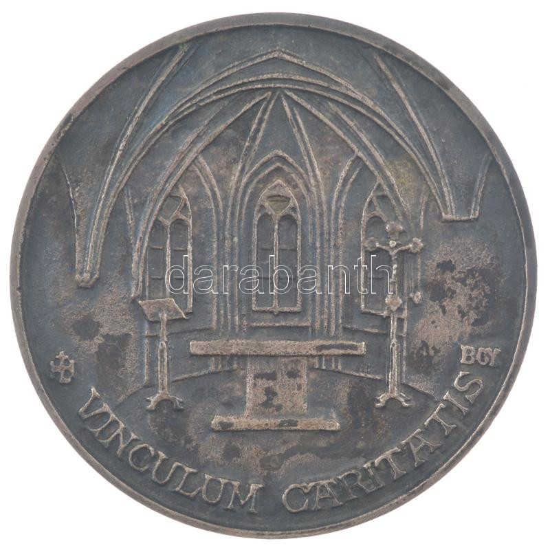 Bognár György (1944-) 1990. 'Minden Magyarok Kápolnája Felszentelve Szent István Tiszteletére' kétoldalas ezüstözött bronz emlékérem (96mm) T:1- patina