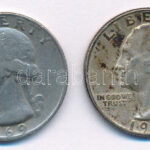 Amerikai Egyesült Államok 1964D 25c Ag + 1969. 25c Ag T:2,2- USA 1964D 25 Cent Ag + 1969. 25 Cent Ag C:XF,VF