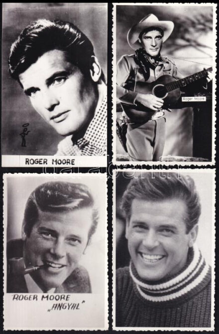 Roger Moore (1927-) brit színész, 8 db fotó, 14×9 cm