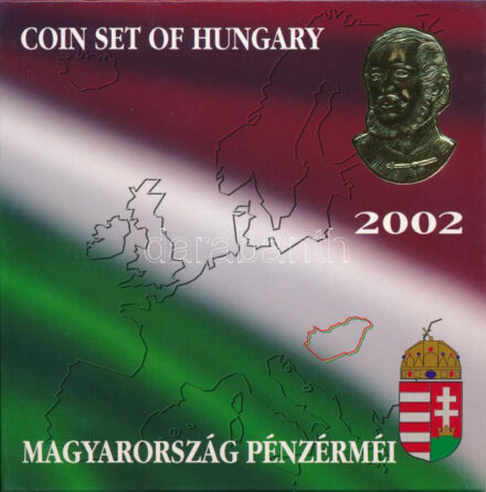 2002. 1Ft-100Ft (7xklf) + 100Ft 'Kossuth' forgalmi sor szettben T:PP patina, belső tok ragasztása kissé elengedett Adamo FO35.1