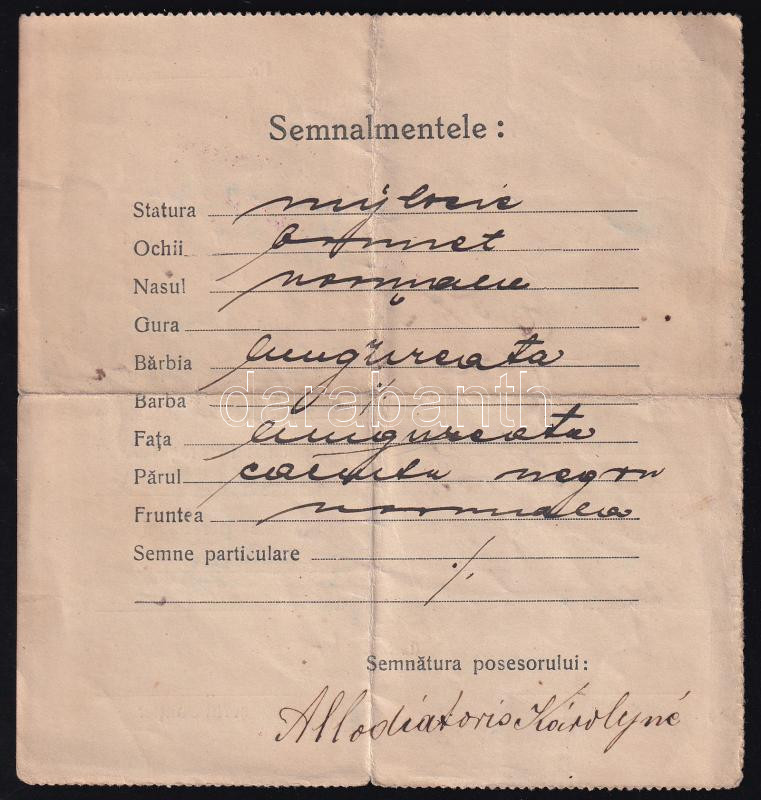 1920 Aradi azonosítási igazolvány - Image 2
