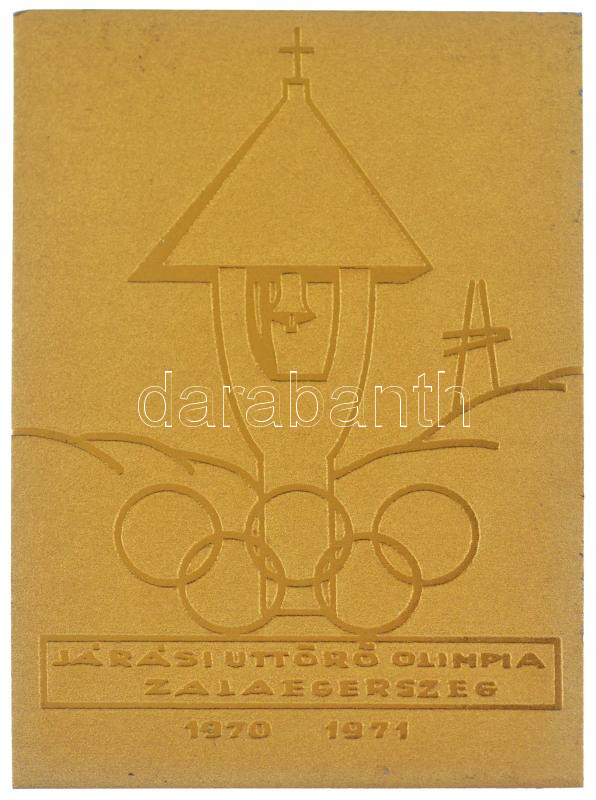 1971. 'Járási Úttörő Olimpia 1970-1971' egyoldalas szinterezett fém aranyérem plakett (70x50mm) T:1-,2