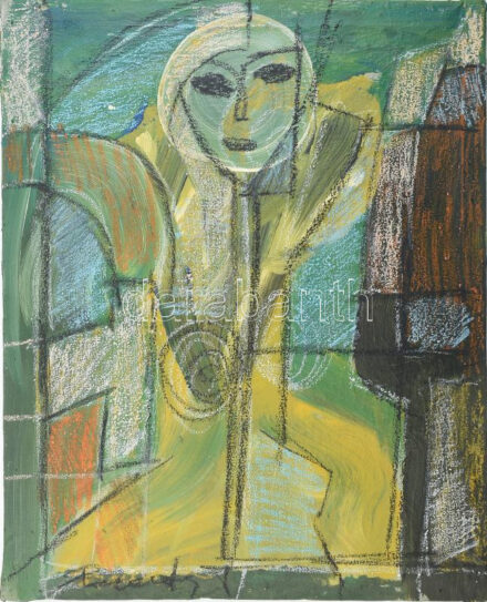 Olvashatatlan jelzéssel: Női akt. Vegyes technika, vászon, 49×39 cm
