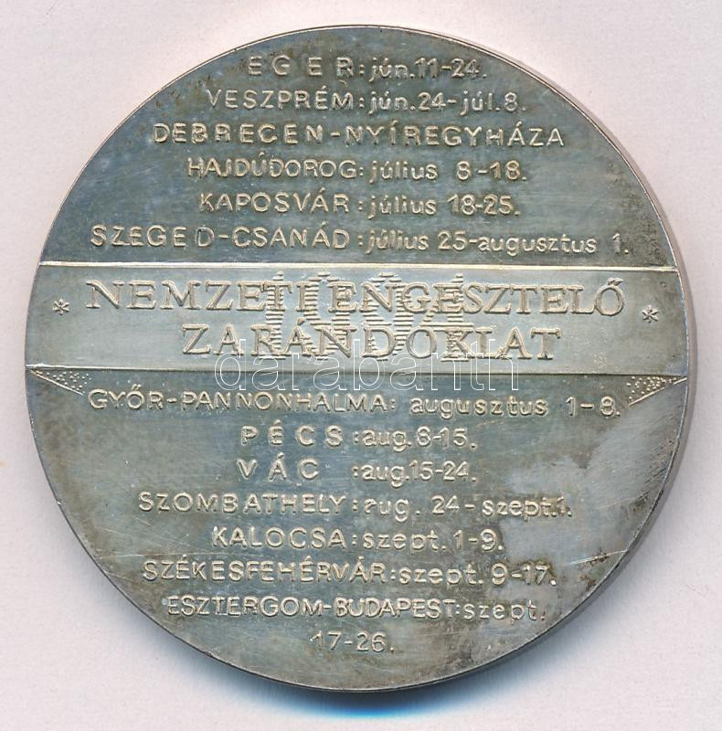 Bozó Gyula (1913-2004) 1994. 'Nemzeti Engesztelő Zarándoklat / Fatimai szentély Szűzanya szobra' ezüstözött fém emlékérem T:1- (eredetileg PP) patina