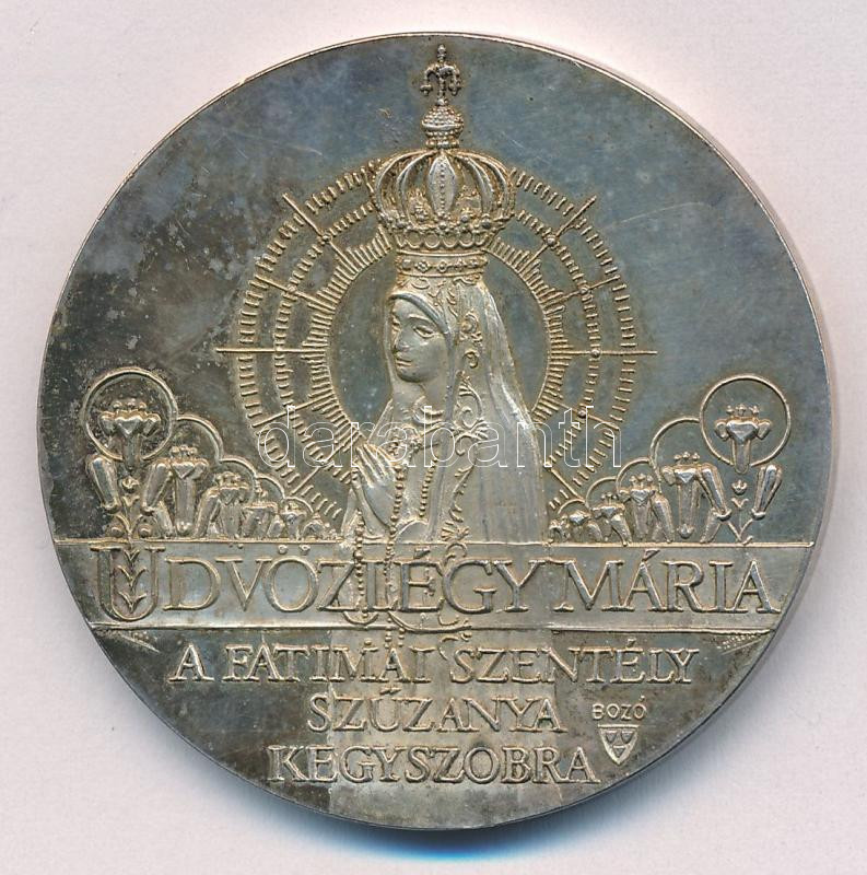Bozó Gyula (1913-2004) 1994. 'Nemzeti Engesztelő Zarándoklat / Fatimai szentély Szűzanya szobra' ezüstözött fém emlékérem T:1- (eredetileg PP) patina - Image 2