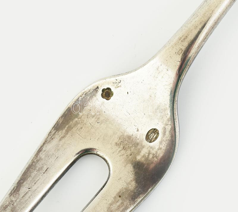 Ezüst(Ag) főzelékes kanál és húsvilla, jelzett, h: 25 cm, nettó: 199 g - Image 2