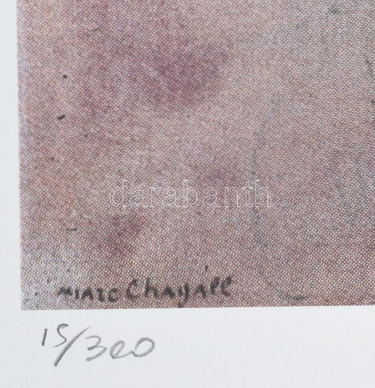 Marc Chagall (1887-1985):Bokréta. Ofszet- lito, papír, jelzett a nyomaton, 'S:P.A.D:M. Paris' szárazpecséttel Számozott:15/300. Képméret: 36x54 cm. Lap méret 50x70 cm, / Numbered, marked - Image 3