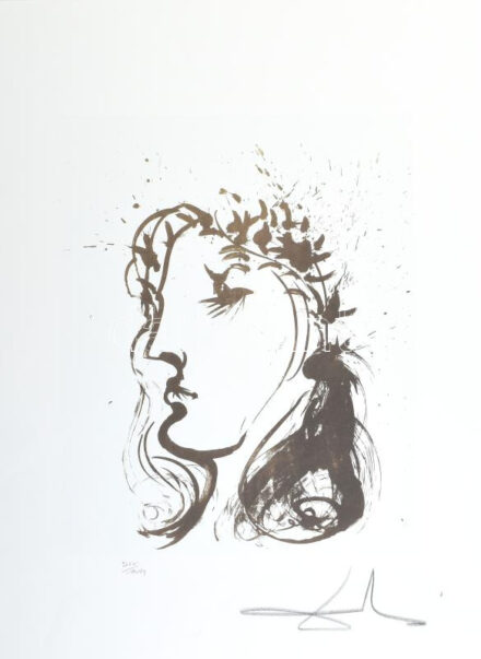 Salvador Dalí (1904-1989): Dante & Beatrice. szitanyomat, papír, utólagos jelzéssel a nyomaton, Dali szárazpecséttel Számozott:10/2000. Lap méret 50x70 cm, / Numbered, marked