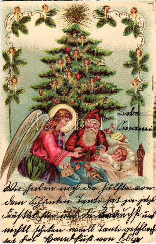 Fröhliche Weihnachten / Karácsony, dombornyomott / Christmas greeting, embossed litho