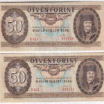 1975. 50Ft 'D 635 038550, D 635 038551' sorszámkövető (2x) T:I- nyomdai papírránc Adamo F21