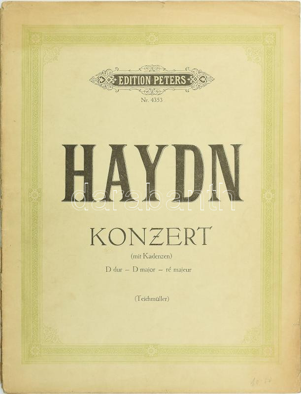 Haydn: D-dúr zongoraverseny, kotta két zongorára, borító lejár