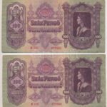 1930. 100P (2x) közeli sorszámkövetők 'E 330 073982' és 'E 330 073988' T:II Adamo P17