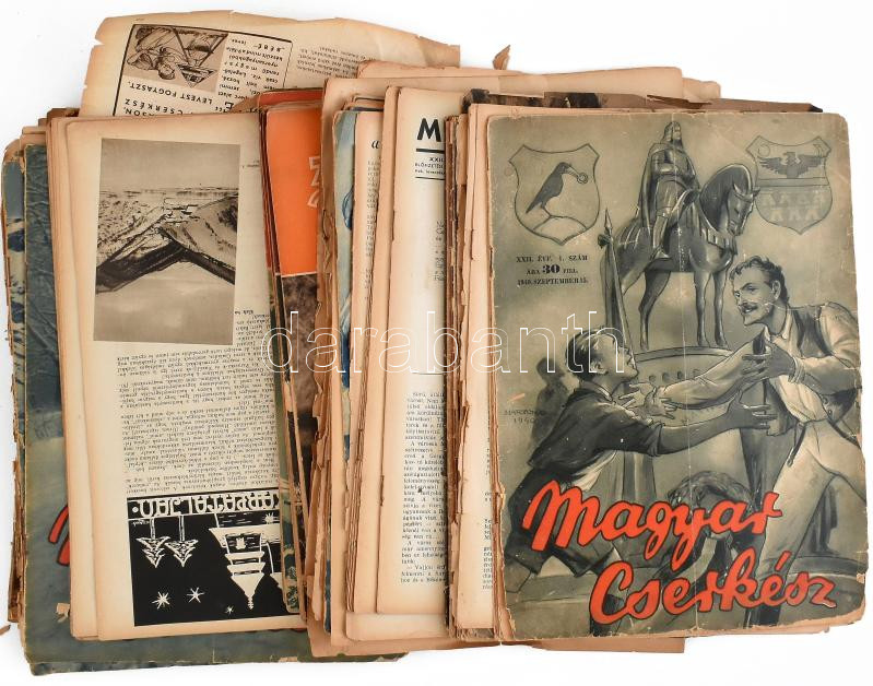 cca 1940 A magyar cserkész c. újság kb 30 száma, nagyrészt szétvált, megviselt állapotban
