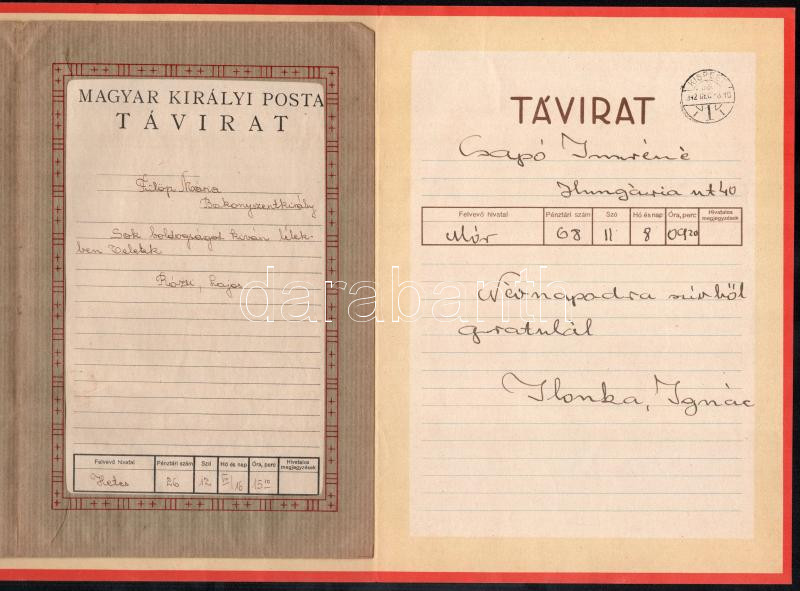 cca 1940 2 Dísztávirat Jáky Béla és Kalicza Erzsébet grafikájával - Image 2