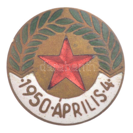 1950. '1950 Április 4.' zománcozott bronz kitűző (25mm) T:1-