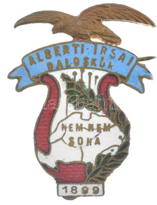 ~1920. 'Alberti Irsai Daloskör Nem nem soha 1899' irredenta zománcos bronz kitűző (32x25mm) T:1-