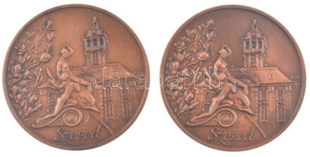 Fritz Mihály (1947-) 1992. 'Szeged 1992 - 5th Immunodermatology Symposuim' kétoldalas bronz emlékérem sima és piefort változatban (2xklf) (42mm) T:1-