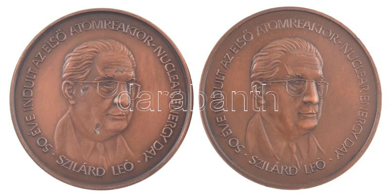 Fritz Mihály (1947-) 1992. 'Szilárd Leó - 50 éve indult az első atomreaktor / 10 éves az első blokk - Paksi Atomerőmű' kétoldalas bronz emlékérem sima és piefort változatban (2xklf) (42,5mm) T:1-