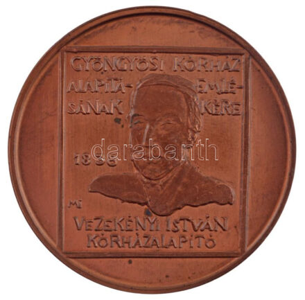 Máté István (1952-) 1988. 'A Gyöngyösi Kórház alapításának emlékére, Vezekényi István kórházalapító / XIV. Heves Megyei Orvos Gyógyszerész Napok' bronz emlékérem (43mm) T:1-