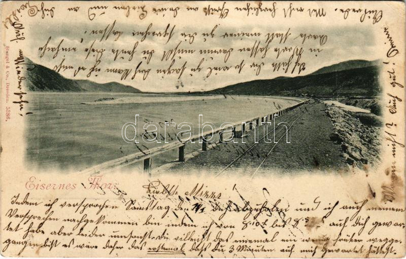 1902 Orsova, Vaskapu szoros, vasúti sín / Eisernes Thor / Portile de Fier, railway tracks (fa)