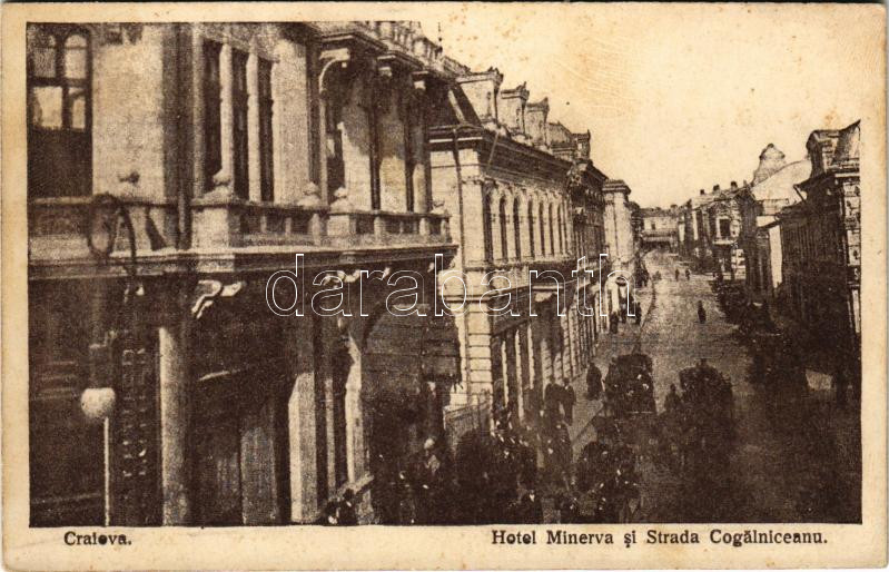 Craiova, Hotel Minerva si Strada Cogalniceanu / street view, hotel (EK)