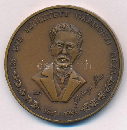 Bognár György (1944-) 1988. '125 éve született Gárdonyi Géza 1863-1988 / Eger MÉE - A falak ereje nem a kőben vagyon, hanem a védők lelkében' kétoldalas bronz emlékérem (42,5mm) T:1,1- Adamo EG5