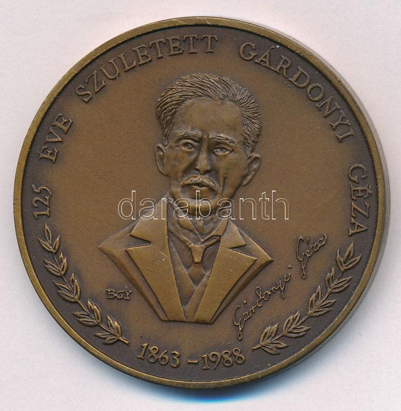 Bognár György (1944-) 1988. '125 éve született Gárdonyi Géza 1863-1988 / Eger MÉE - A falak ereje nem a kőben vagyon, hanem a védők lelkében' kétoldalas bronz emlékérem (42,5mm) T:1,1- Adamo EG5