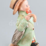 Iparművészeti kerámia figura, lepattanásokkal, jelzett, m: 14 cm - Image 2