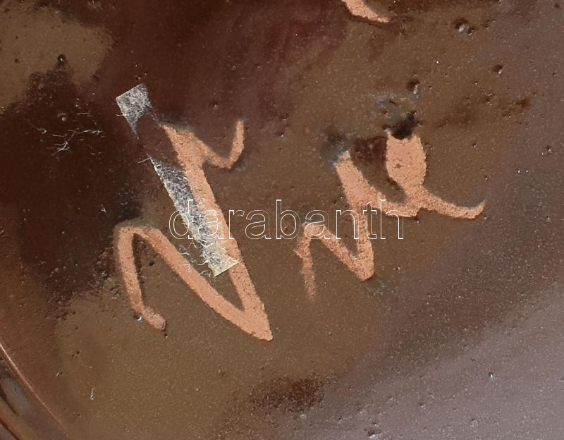 Retró kerámia tál, jelzés nélkül, kopott, d: 27,5 cm - Image 2