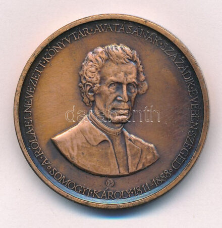 Lapis András (1942-) 1988. 'Szegedi Somogyi Károly könyvtár avatásának 100. évfordulója' kétoldalas bronz emlékérem (42,5mm) T:1- kis patina, ph