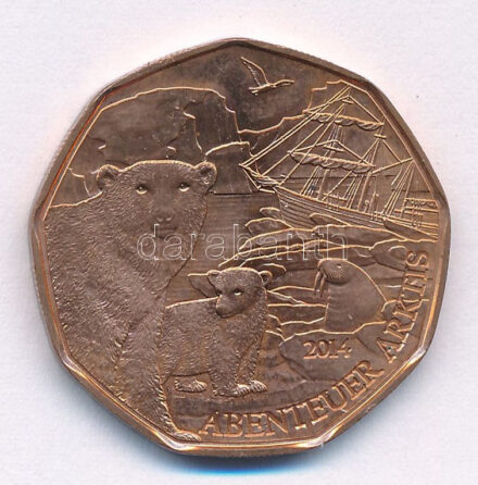 Ausztria 2014. 5E Cu 'Sarkvidéki expedíció' forgalomba nem került emlékkiadás T:1- kis patina Austria 2014. 5 Euro Cu 'Arctic Adventure' non-circulating commemorative coin C:AU small patina Krause KM#3231