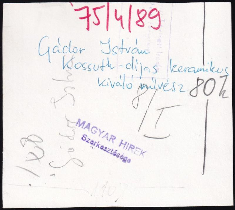 Gádor István keramikus, kiváló művész sajtófotó 1975 10x9 cm - Image 2