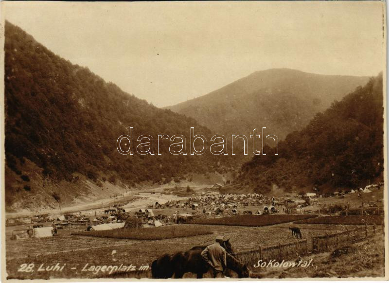 Luhi (Holubina), Lagerplatz im Sokolowtal / WWI K.u.k. military training field. photo (non PC) (vágott)