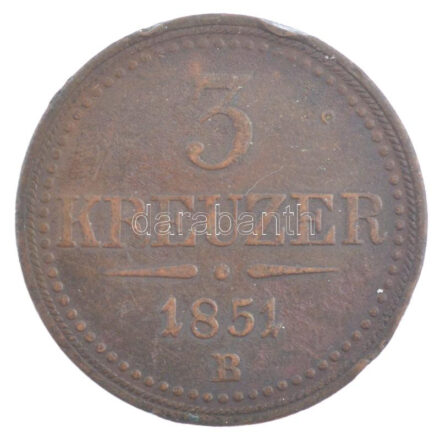 1851B 3kr Cu T:2- ph. Adamo M6