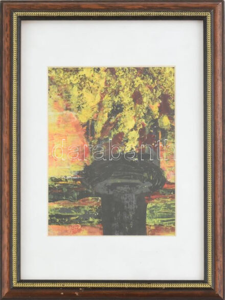 Abonyiné Serbán Lia (1927-): Ősz Il. Akril, karton. Jelzés nélkül, hátoldalán címkén feliratozott. Dekoratív, üvegezett fakeretben. 18,5x14 cm