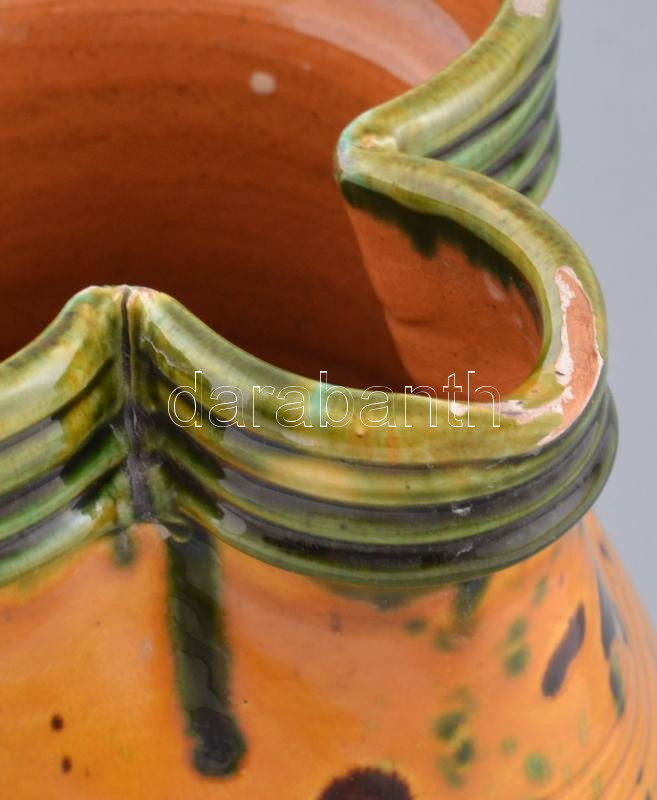 Szilke. Mázas cserép, kézzel festett, kis kopással 18 cm - Image 2