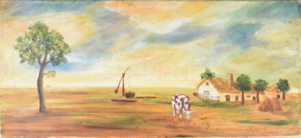 Olvashatatlan jelzéssel: Tanya. Olaj, vászon. 36,5x78 cm