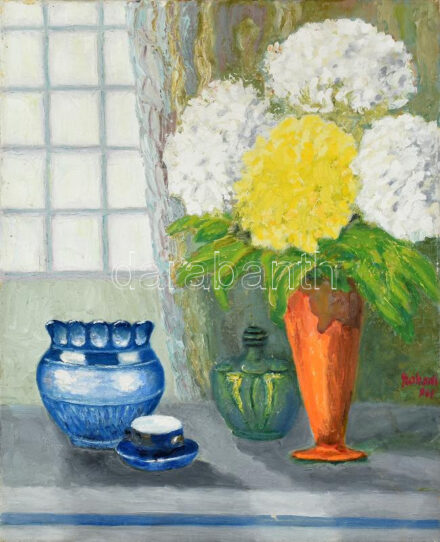 Szabadi jelzéssel: Virágos csendélet. Olaj, vászon. keret nélkül. 50x40cm