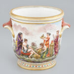 Régi Capodimonte kaspó, jelzett, kopásokkal, m: 14,5cm, d: 19 cm - Image 3