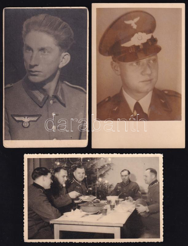 cca 1940 3 db német katona fotó fotólap 9x14 cm