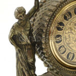 Japán asztali óra, mechanikus szerkezettel, működik, bronz, figurális tokban, kopott, m: 15 cm - Image 3