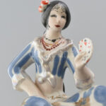 Kártyavető cigány lány, orosz porcelán, jelzett, kézzel festett hibátlan, m: 16cm - Image 2