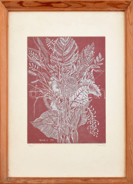 Reich Gábor (1951-): Rajz. Linómetszet, papír. Jelzett, Üvegezett keretben. 20x27 cm