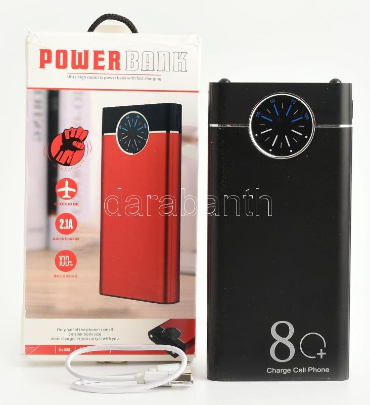 Smart Power Bank, 2xUSB, fast charge, fekete, nincs kipróbálva, 1 db USB kábellel, dobozában.