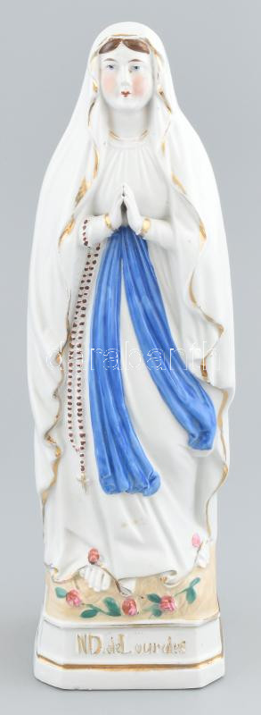 Lourdesi Szűzanya porcelán szobor. Kis kopással 33 cm