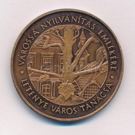 Bognár György (1944-) 1989. 'Letenye / Letenye város tanácsa - Várossá nyilvánítás emlékére' kétoldalas bronz emlékérem (42,5mm) T:1-